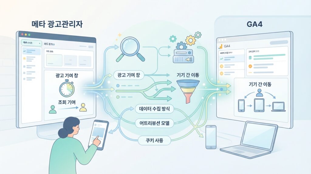 메타 광고관리자 구매수와 GA4 구매수가 다른 이유 대표 이미지